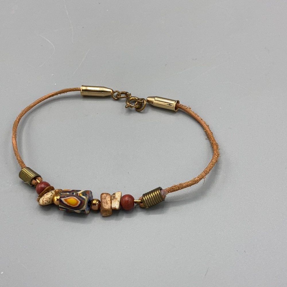 Leather Stone Clasp Bracelet Anklet
